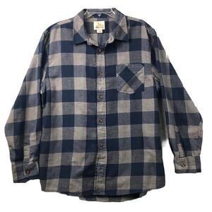 Field & Stream Shirt Mens XL Black Plaid Heavyweight Flannel Chamois Button Up